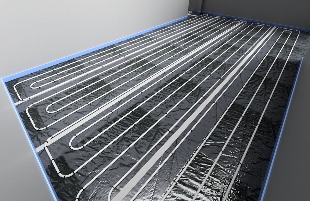 Hidroniskā sistēma grīdām ar izlīdzinošo slāni